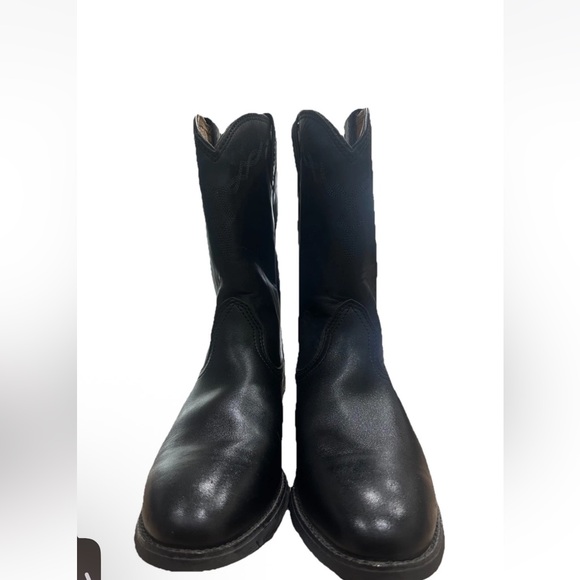 Ariat Boots Mens Size 9 C Heritage Roper Black Leather Pull On Cowboy Western - Picture 3 of 6